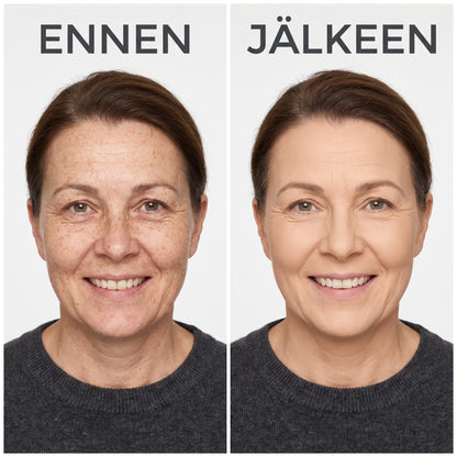 Ennen ja jälkeen, peitetty punoitus